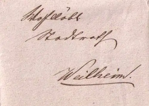 Vorphila  Württemberg um 1845 / L2-Stempel ULM, adressiert nach Kirchheim