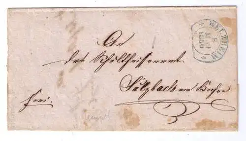 Vorphila  Württemberg 1850 / Steigbügelstempel "WELZHEIM" auf Beleg nach Sulzbach am Kocher