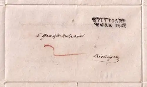 Vorphila  Württemberg 1845 / Mehrfach verwendeter Beleg - Stuttgart - Nürtingen / Nürtingen - Stuttgart