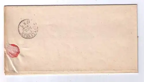 Altdtl.  Württemberg 1868 / 4 x K3-Stempel / von Mühlhein A/D nach Tuttlingen / Doppelverwendung