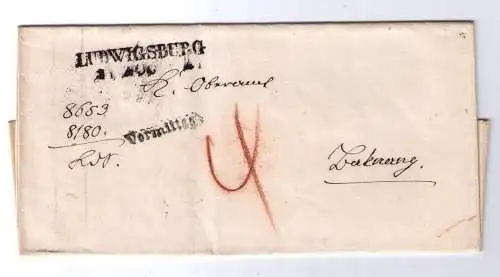Vorphila  Württemberg ca. 1820 / L2 LUDWIGSBURG mit klarem Nebenstempel "Vormittags"