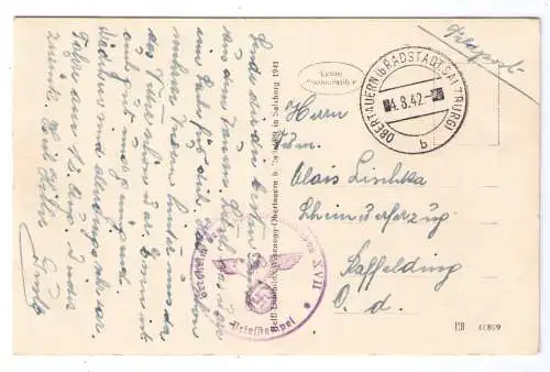 1942 - AK Radstadt Gamskarspitze (Ö) - adressiert nach Raffelding bei Linz