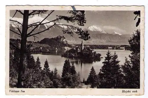 1942 - AK Veldeser See (Blejski otok), adressiert nach Raab Kreis Schärding am Inn