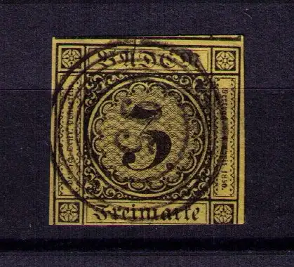 Baden 1851 - Mi. 2a mit 5-Ringstempel "95" Müllheim