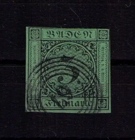 Baden 1853 - Mi. 6 mit 5-Ringstempel "67" Kandern
