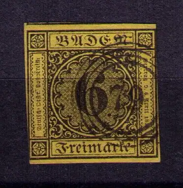 Baden 1854 - Mi. 7 mit 5-Ringstempel "79" Lahr