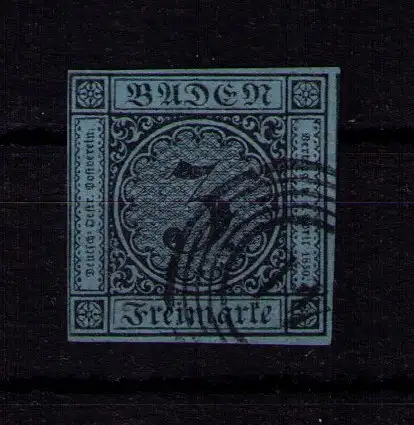 Baden 1858 - Mi. 8 mit 5-Ringstempel "41" Ettenheim