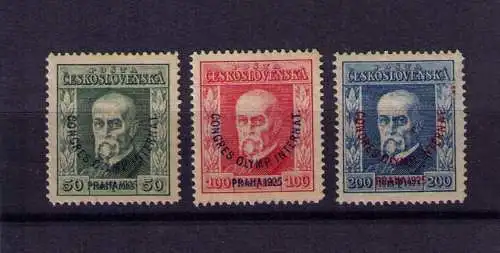 Tschechoslowakei 1925 - Mi. 209 - 211 Internationaler olympischer Kongress / * entfalzt