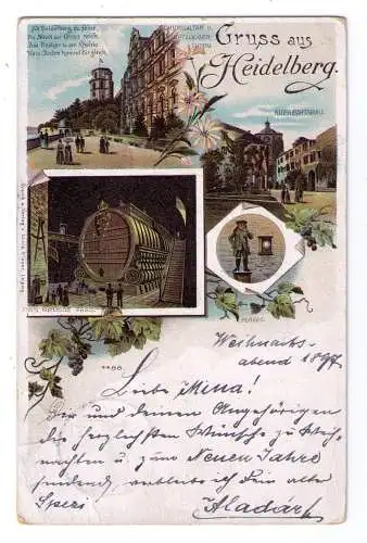 1897 - Frühe Litho-Karte aus HEIDELBERG - gelaufen nach Wien (Österreich)