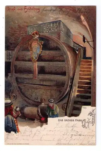 1905 - Litho-Karte aus HEIDELBERG - gelaufen von Mannheim nach Hillesheim (bei Dorn-Dürkheim)