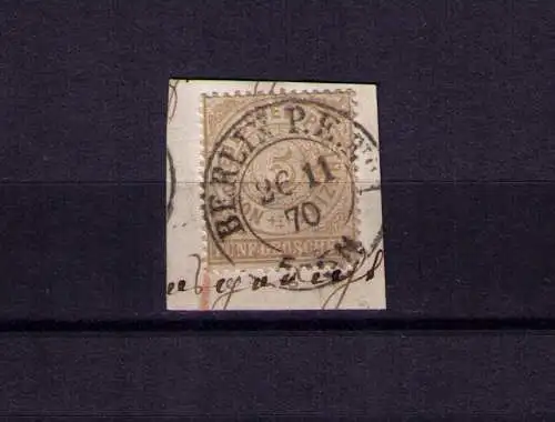 1870 - Briefmarke NDP Mi. 18 (5 Groschen) auf Briefstück