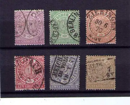 Briefmarken NDP Mi. 13-18  --  1/4 bis 5 Groschen / kompletter Satz