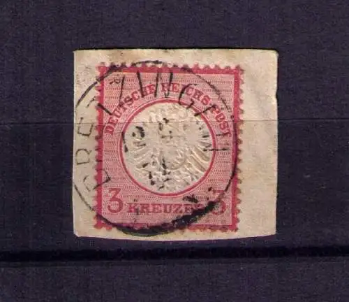 1874 - großer Brustschild Mi. 25 auf Briefstück - gestempelt BRETZINGEN