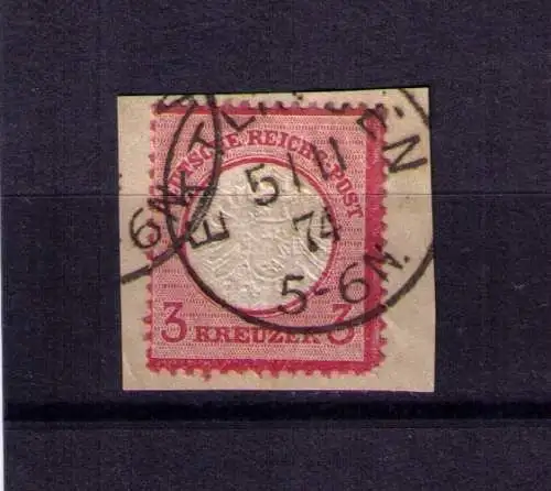 1874 - großer Brustschild Mi. 25 auf Briefstück - gestempelt ETTLINGEN