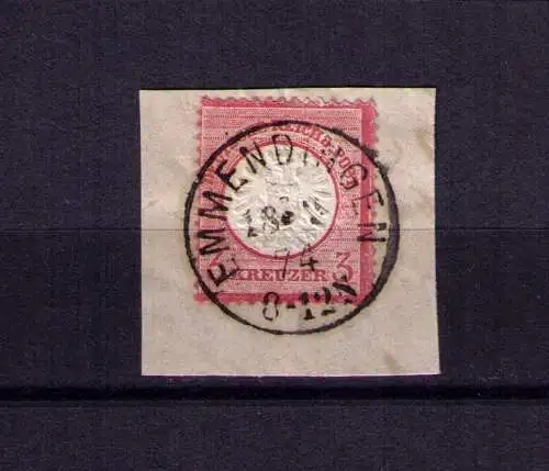 1874 - großer Brustschild Mi. 25 auf Briefstück - gestempelt EMMENDINGEN