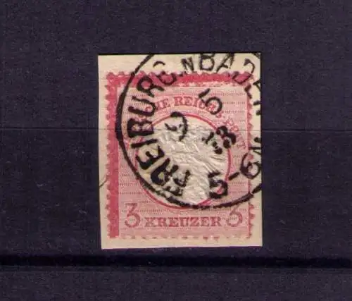 1873 - großer Brustschild Mi. 25 auf Briefstück - gestempelt FREIBURG