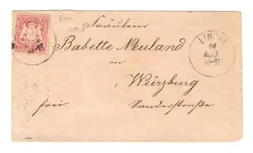 um 1875 - Brief aus Lindau, adressiert nach Würzburg