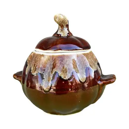 Keksdose, Tontopf mit Deckel in Kürbishülle, Polen 1970er Jahre.