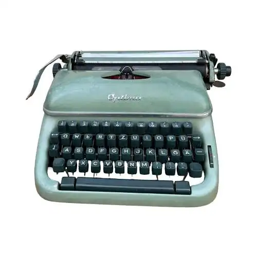 Grüne Optima Elite 3 Schreibmaschine, Deutschland, 1958.