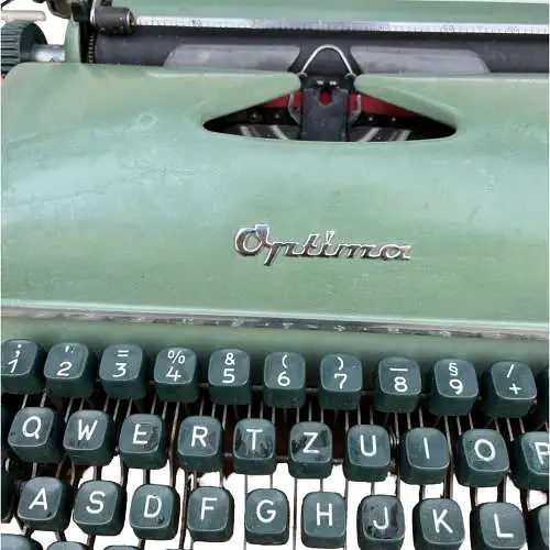 Grüne Optima Elite 3 Schreibmaschine, Deutschland, 1958.