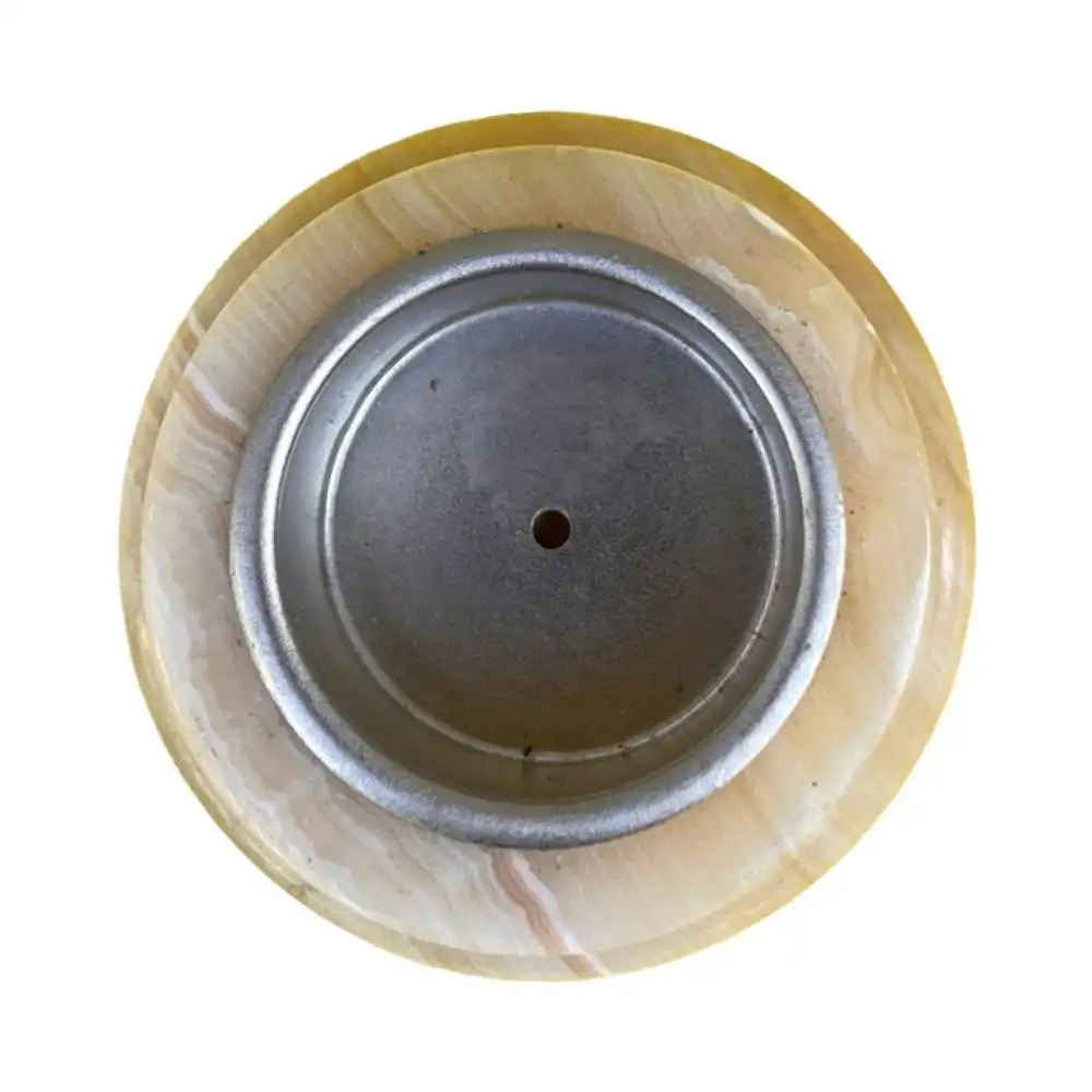 Kleiner Kerzenständer aus Alabaster mit Metallbeschlägen, Italien, 1970er Jahre. 4