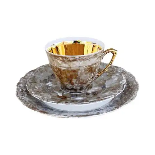 Marmorgemälde, Frühstücksset, Wawel, Polen, 1970er Jahre.