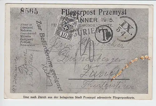 Privat Ganzsache Zürich 1915 ins Ausland, bildseitig geringe Schürfung, ansonsten i.O.