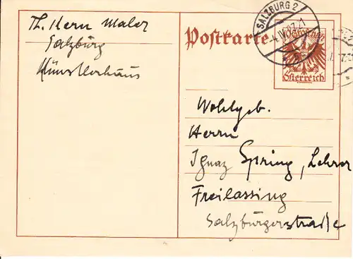 Theodor Kern, namhafter österreichischer Maler, mit Wikipedia-Seite, 1938 emigriert, 1900-1968, gest. in England. Guter, rarer Autograph