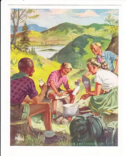 Milch, color Werbe AK, wohl frühe 50er Jahre, graphisch eher noch 30er Jahre