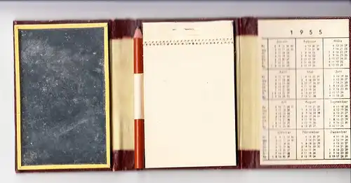 Tolles Heimatteil, Kalender 1955, Notizblock, Spiegel. Weniger als 1 Schachtel Zigaretten