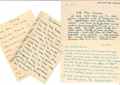 5 Belege, 4 AK mit viel Text; dabei 2 x Ortsporto ab 1946 an Mathilde Deggauer zu Beleg-Preis, Schreiber nicht geklärt