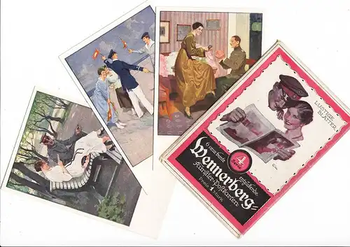 Kpl. 6er Serie mit Deckblatt Kriegs-Postkarte Benno Wenneberg, beste Erhaltung