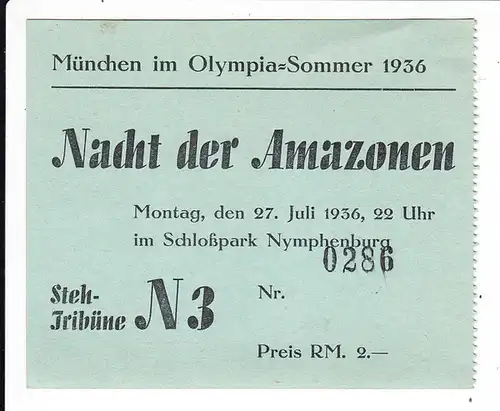 Karte für die Nacht der Amazonen in München 1936, sehr rar!