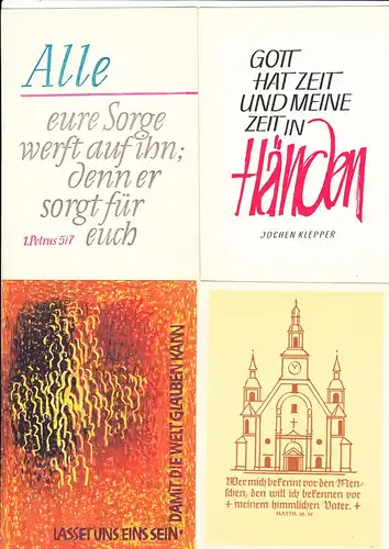 Kirche in der DDR; 8 verschiedene Karten von kirchlichen Verlagen. Durchaus Zeitgeschichte! Teils interessante Graphik