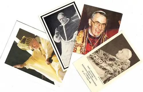 8 Gebetszettel für Päpste Pius XI, Pius XII, Johannes XXIII, Johannes Paul I + II