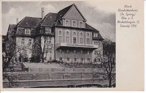 Ulm, Klinik Elisabethenhaus, Michelsbergstraße 12, Feldpost 1944 ab dortselbst, klarer FP-Stempel des Hauses