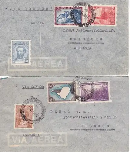 2 Briefe 1938, Argentinien - Deutschland, Erh. i.O.
