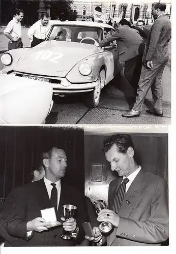 Citroen, 9 Presse-Fotos ca. 1960/62, Citroen DS 19, die Göttliche, tolles Auto, kein Bremspedal, Hydropneumatik, aufwendig, aber unerreicht, RS: Agenturstempel
