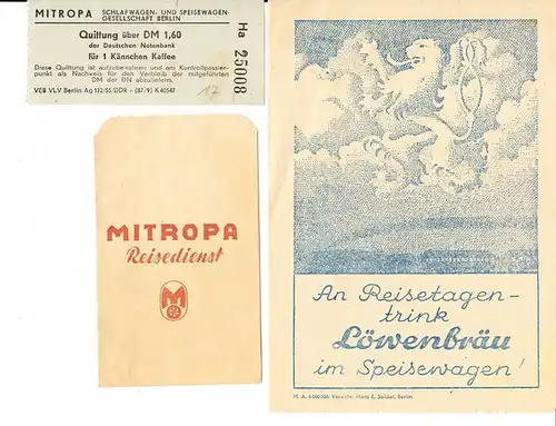 4 Mitropa-Belege, 2x Deutsches Reich, 2x DDR