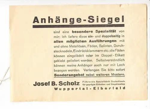 Wuppertal-Elberfeld, werbemarkenhersteller Scholz kpl. erhaltene Werbung mit Anhänger