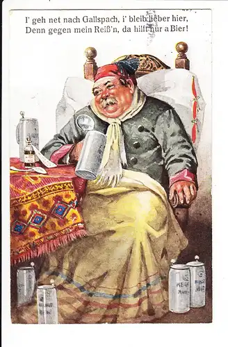 Bierseligkeitskarte, Bier als Heilmittel, gel. 1929