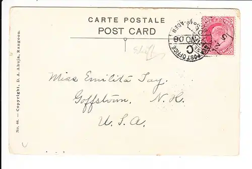Sea Post Office Bombay - Aden 1908, AK recht nett