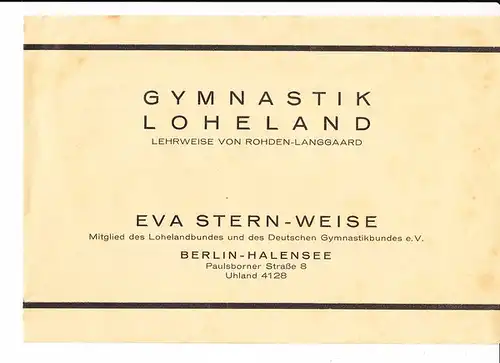 Gymnastik Loheland, Halensee, Prospekt ca. 1930