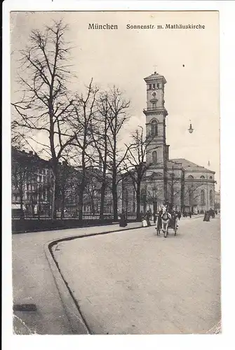 München, Matthäus-Kirche, mitten in der Sonnenstr. bis 1938, kl. Eckbug