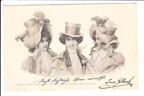 einwandfreie Stroefer-Karte, Frauen mit Hut, gel.