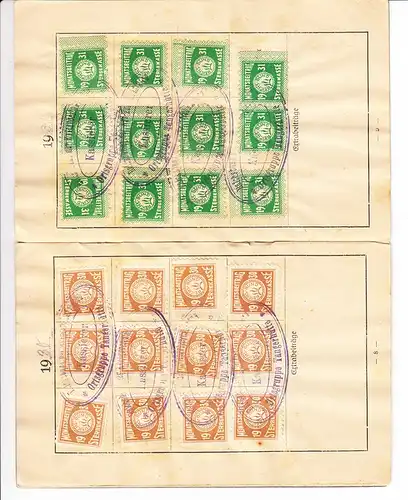 Reichsbund der Kriegsbeschädigten etc., Ausweis, Beitragsmarken 1927-32 kpl., 1933 noch bis Mai (77 Stück)