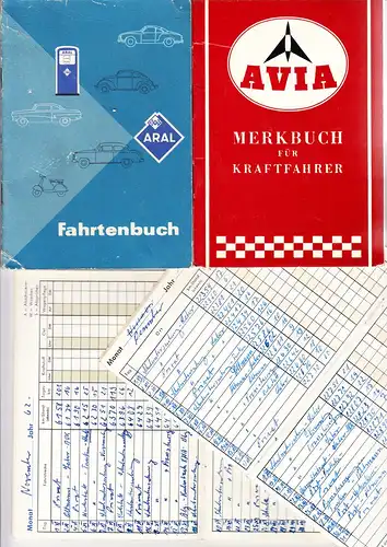 4 Original-Fahrtenbücher um 1960, i.O. Zeitbelege ohne Michel-Wert