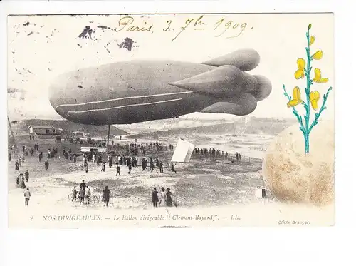 Frankreich, Zeppelin-AK, dekorative col. Zusatz, i.O., gel. 1909!!!