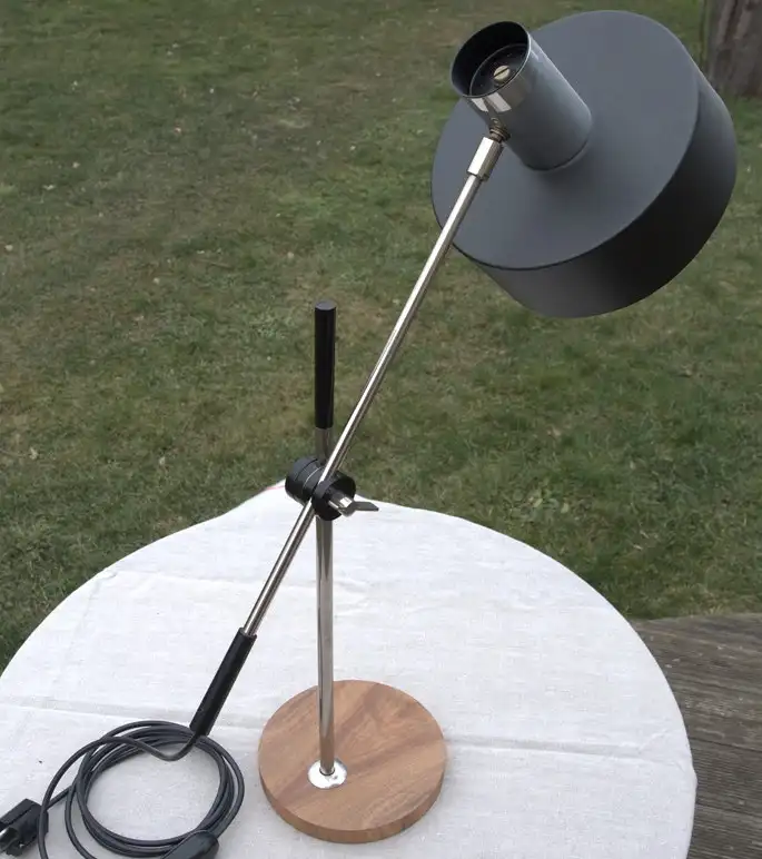 Kaiser (?) Gelenklampe Stehlampe Schreibtischlampe Leuchte Lampe 60er Werkstattlampe Industrie Architektenleuchte Teak 0