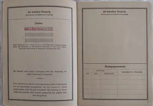 Deutsches Sparkassenbuch 1945 stammt aus 7800 Freiburg im Breisgau